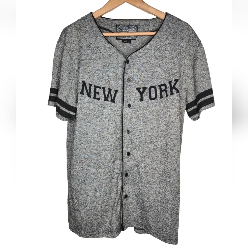 Brooklyn Cloth Co New York Baseball Jersey Shirt in Heather Gray Size L